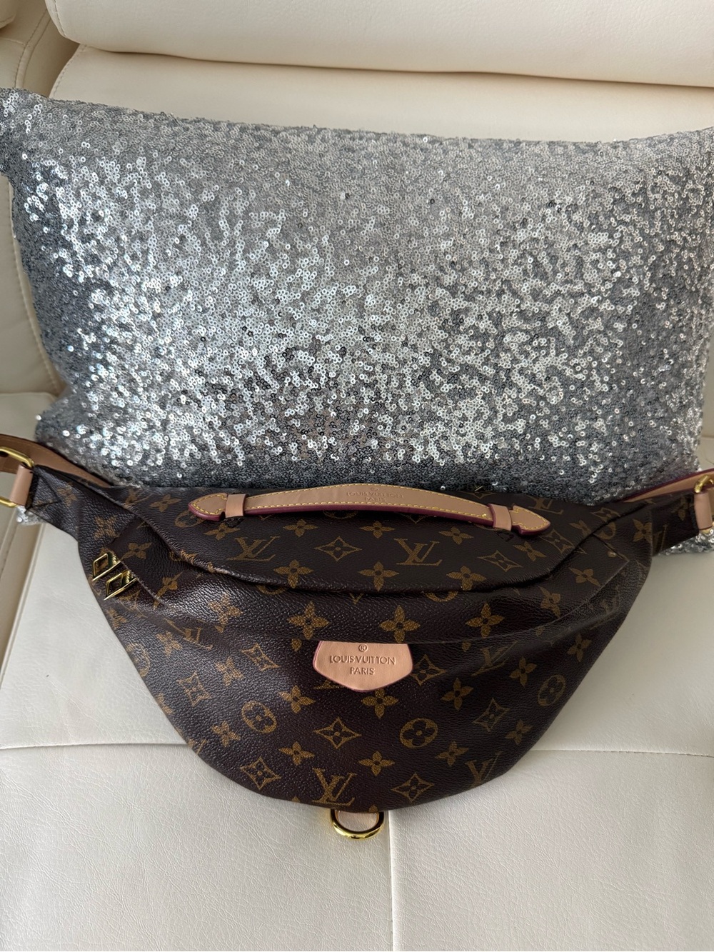 Designer Inspired Brown Monogram Canvas Bum Bag - Brown